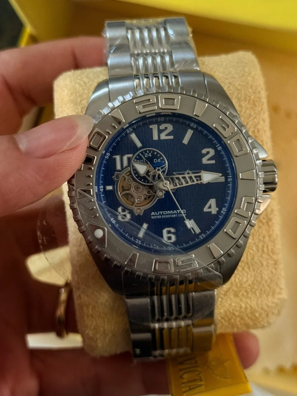 Invicta Automatic NH39A Men's Silver Stainless Steel Watch with Blue Dial